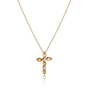 My Story Dana Diamond & Citrine Necklace in 14K Yellow Gold 0.35 ctw